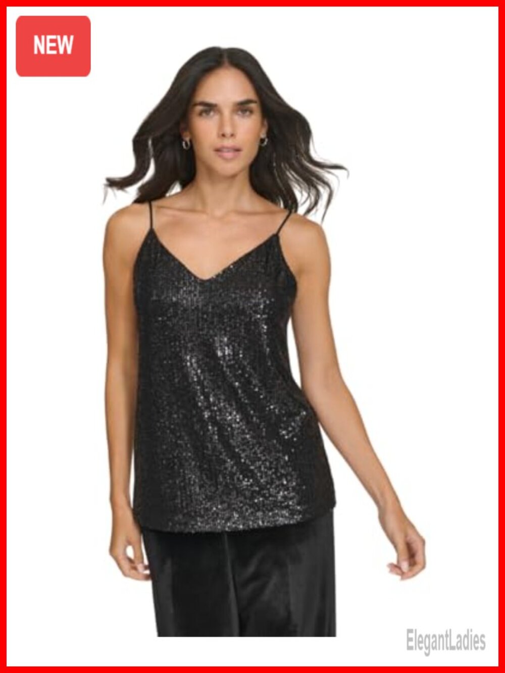 V-Neck Sleeveless Sequin Blouse